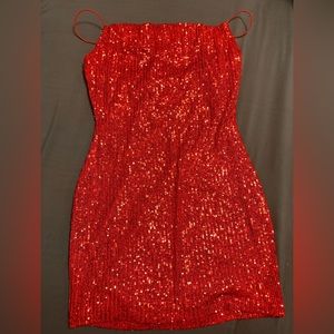 Red sequin bodycon dress